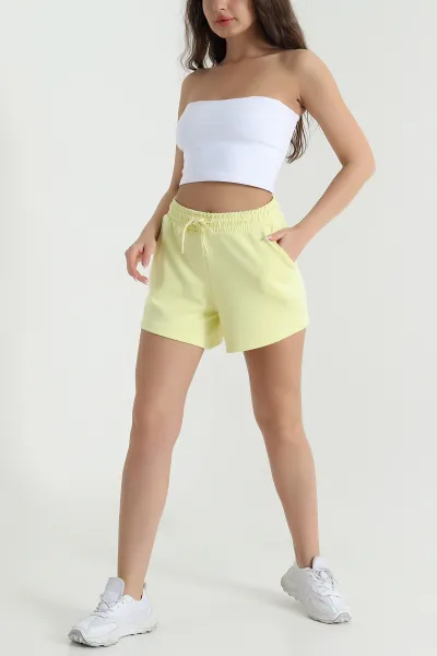 Sarı Beli Lastikli Modal Kadın Şort 461572