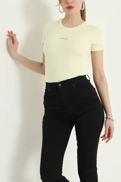 Sarı Bisiklet Yaka Scuba Kadın Zıbın Bluz 432427