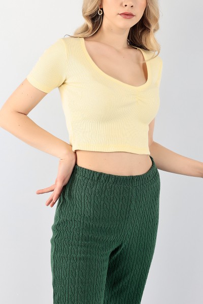Sarı Büzgülü Fitilli Bluz 97824