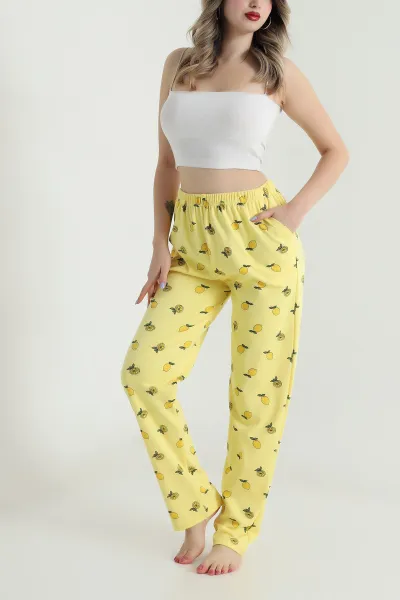 Penye Sarı Cepli Kadın Pijama Altı 494688