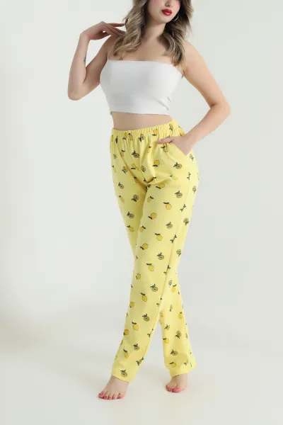 Penye Sarı Cepli Kadın Pijama Altı 494688