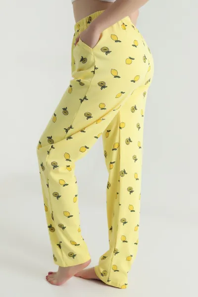 Penye Sarı Cepli Kadın Pijama Altı 494688