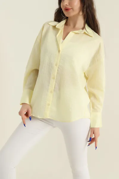 Sarı Çizgili Mono Stripe Kadın Gömlek 425457