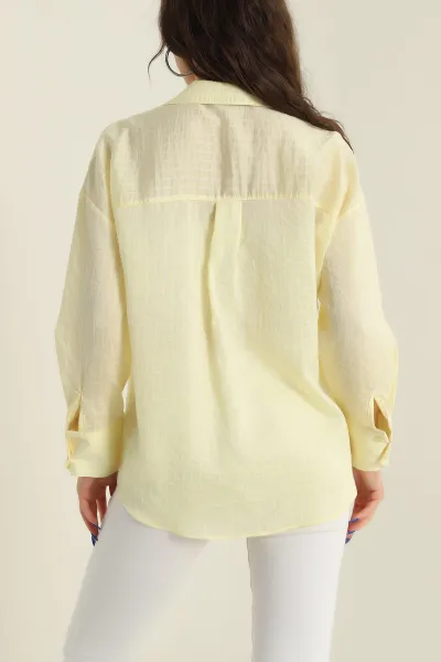 Sarı Çizgili Mono Stripe Kadın Gömlek 425457