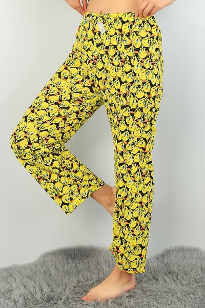 Sarı Desenli Bayan Pijama Altı 71636