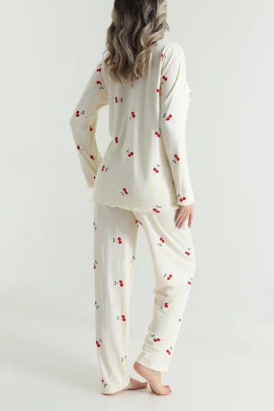 Sarı Düğmeli Milan Kadın Pijama Takımı 494649