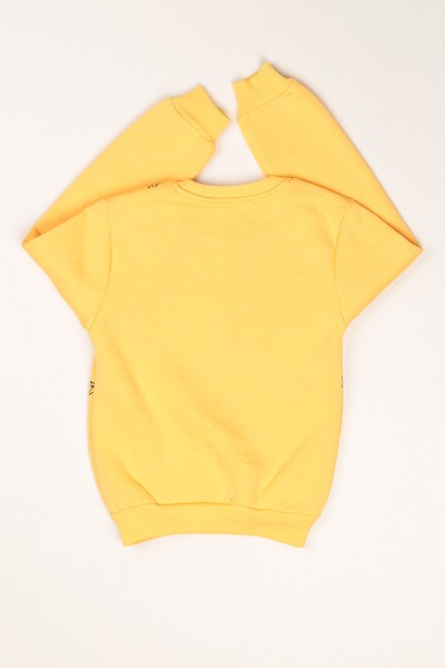 Sarı Elmas Baskılı Kız Çocuk Sweatshirt 79820