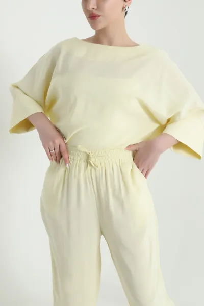 Sarı Fakirkol Tencel Cupra Kadın İkili Takım 449551