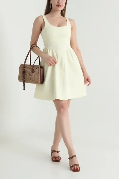 Sarı Fermuarlı Tencel Kot Kadın Elbise 476422