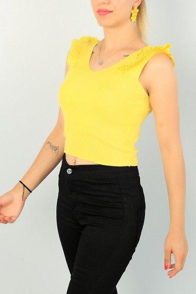 Sarı Fırfır Tasarım Likralı Bluz 71092