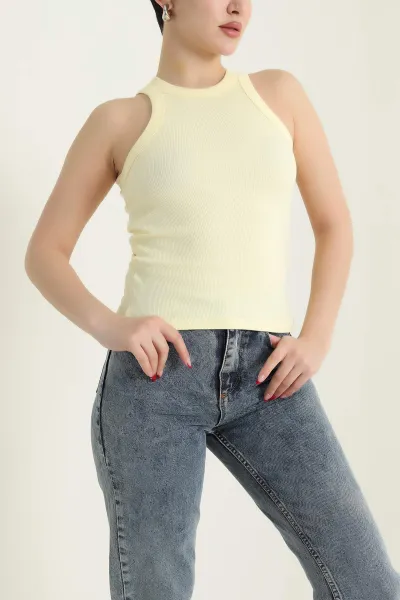 Sarı Fitilli Likralı Kadın Atlet 432172