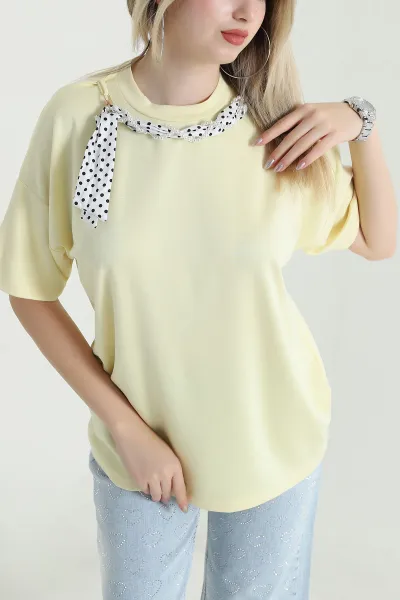 Sarı Fularlı Modal Kadın Tişört 470014
