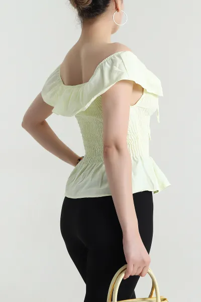 Sarı Gipeli Poplin Kadın Bluz 473563