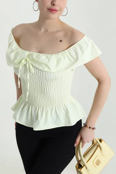 Sarı Gipeli Poplin Kadın Bluz 473563