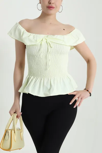 Sarı Gipeli Poplin Kadın Bluz 473563