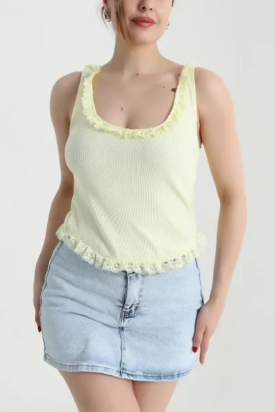 Sarı Güpür Tasarım Kaşkorse Kadın Bluz 467780