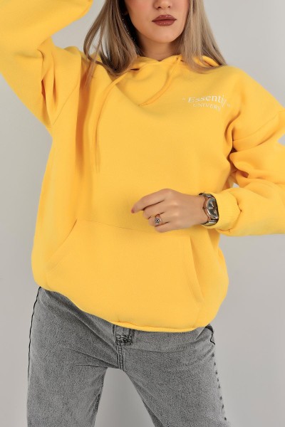 Sarı İçi Şardonlu Kapüşonlu Bayan Sweat 138924