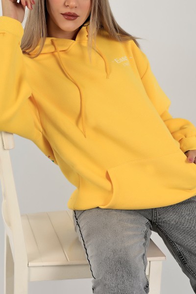 Sarı İçi Şardonlu Kapüşonlu Bayan Sweat 138924