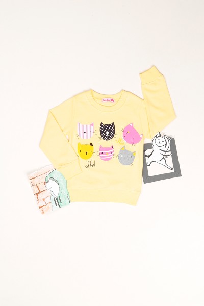 sari-ici-sardonlu-kedi-baskili-kiz-cocuk-sweat-81106