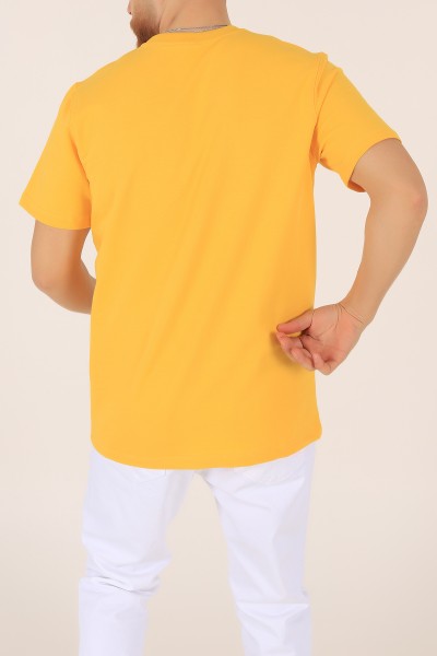 Sarı İki ip Gofre Baskılı Oversize Tişört 163515