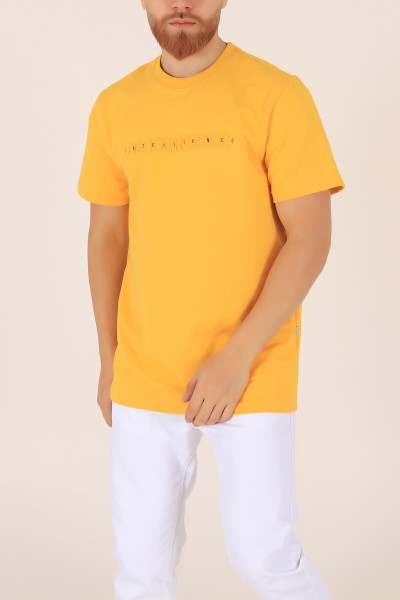 Sarı İki ip Gofre Baskılı Oversize Tişört 163515