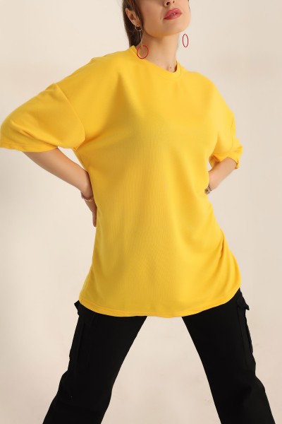Sarı İki İp Oversize Tişört 184785