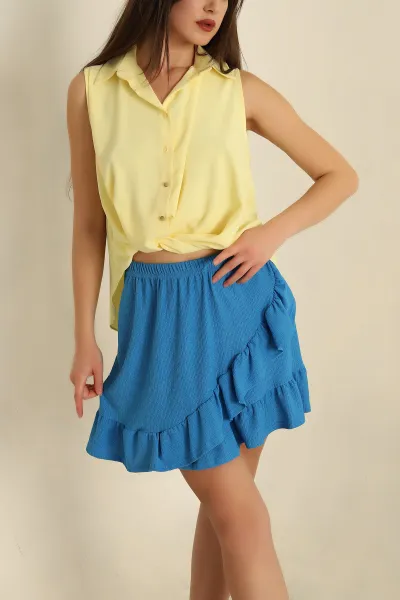 Sarı Jessica Kumaş Önden Bağlamalı Gömlek Bluz 270460