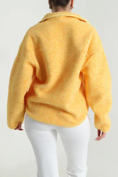 Sarı Kangru Cep Detay Teddy Kadın Sweat 492644