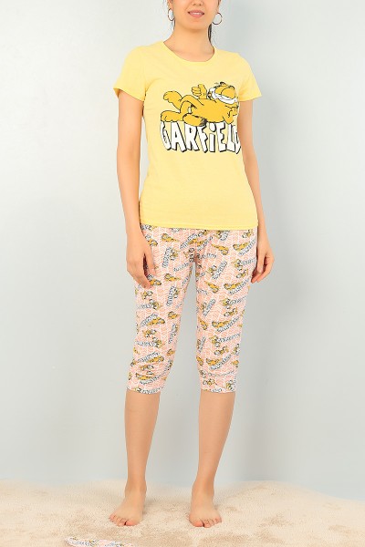 Sarı Kapri Şortlu Bayan Pijama Takımı 69898