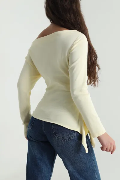 Sarı Kayık Yaka Oysho Kadın Bluz 493220