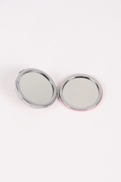 Sarı Kelebek Baskılı  Kapağı Sulu ve Pullu Oval Cep ve Çanta Aynası 473900