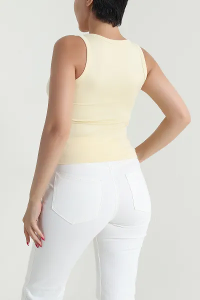 Sarı Likralı Modal Kadın Atlet 476470