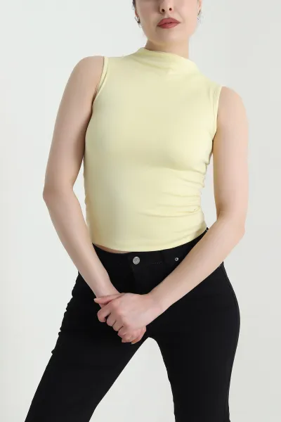 Sarı Likralı Oysho Kolsuz Kadın Bluz 453032