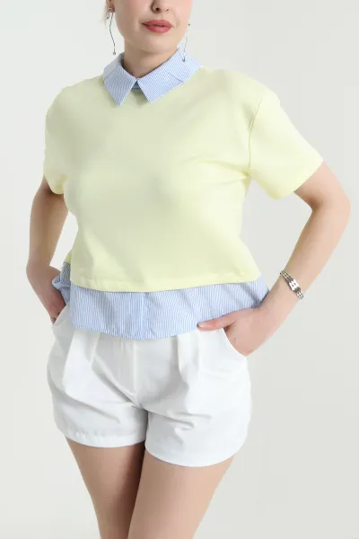 Sarı Modal Garnili Kadın Bluz 456456