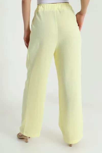 Sarı Müslin Keten Kadın Pantolon 478051
