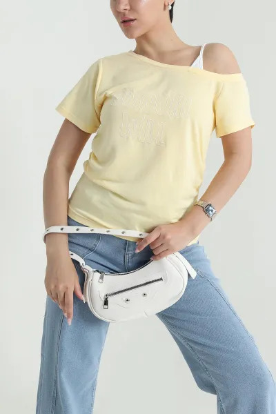 Sarı Nakışlı İki İp Kadın Bluz 464549