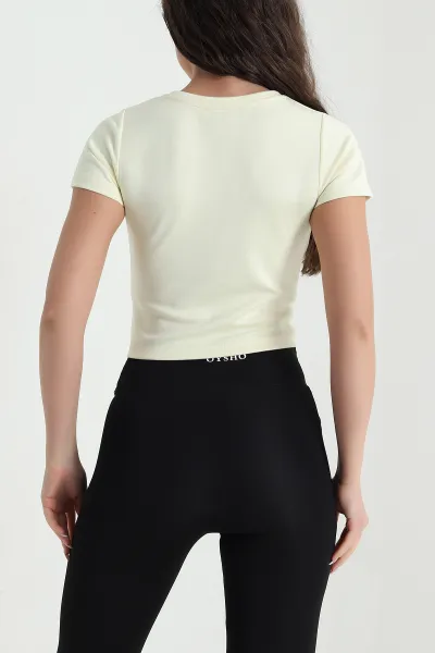 Sarı Önü Büzgülü Oysho Kadın Crop 458098