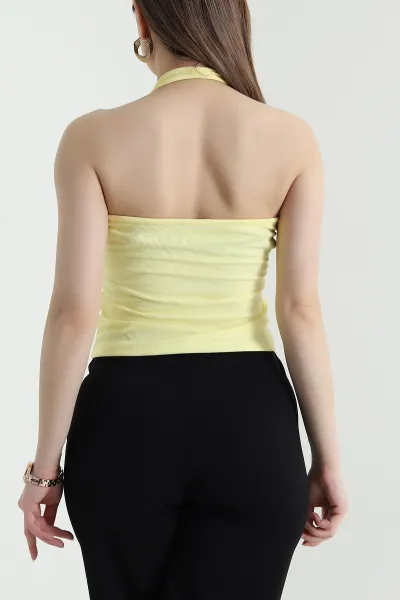 Sarı Ottoman Tokalı Kadın Bluz 440033