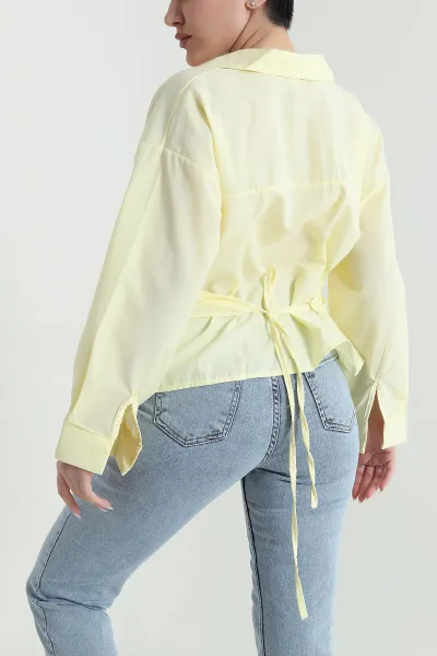 Sarı Oversize Poplin Kadın Gömlek 448915