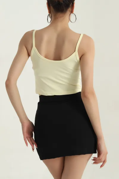 Sarı Palmiye İp Askılı Kadın Crop 379577