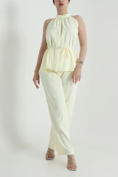 Sarı Pantolon Bluz Kadın Linda İkili Takım 458291