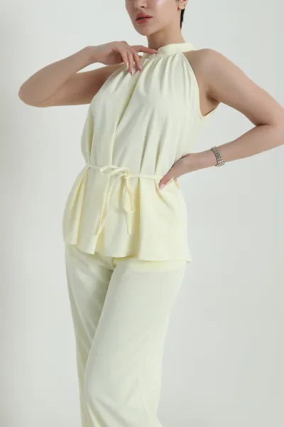 Sarı Pantolon Bluz Kadın Linda İkili Takım 458291