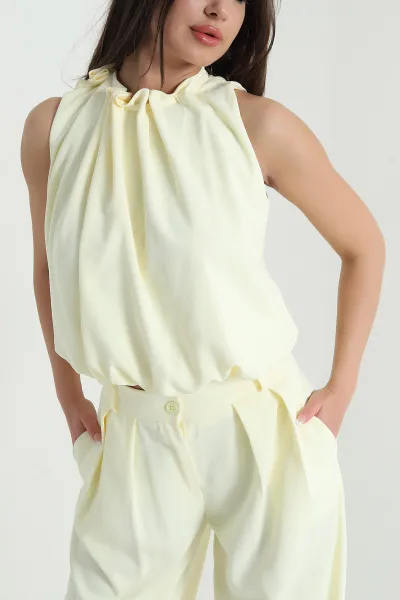 Sarı Pantolon Bluz Linda Kadın İkili Takım 460297