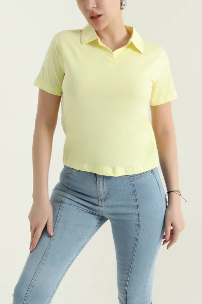 Sarı Polo Yaka Süprem Kadın Tişört 435285