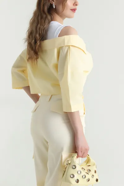 Sarı Poplin Gömlek İçi Korse Atlet Bluz 469624