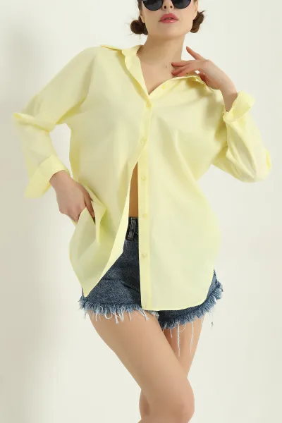 Sarı Poplin Kumaş Gömlek Tunik 336938
