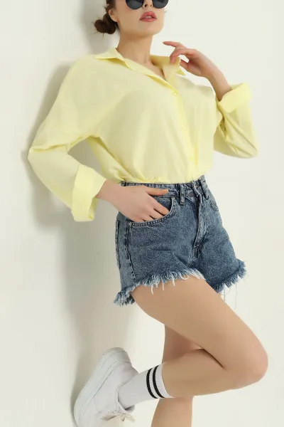 Sarı Poplin Kumaş Gömlek Tunik 336938