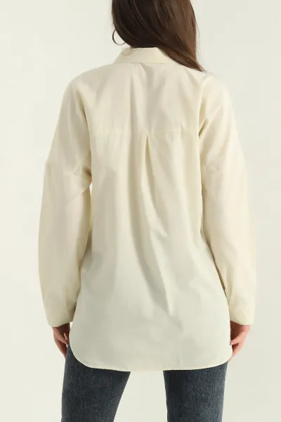Sarı Poplin Kumaş Kadın Gömlek Tunik 355804