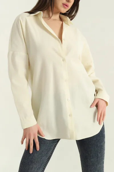 Sarı Poplin Kumaş Kadın Gömlek Tunik 355804