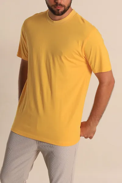 Sarı Relaxed Fit Basic Erkek Tişört 279902
